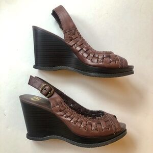 Sling Back Wedged Leather Sandal by Gianni Bini